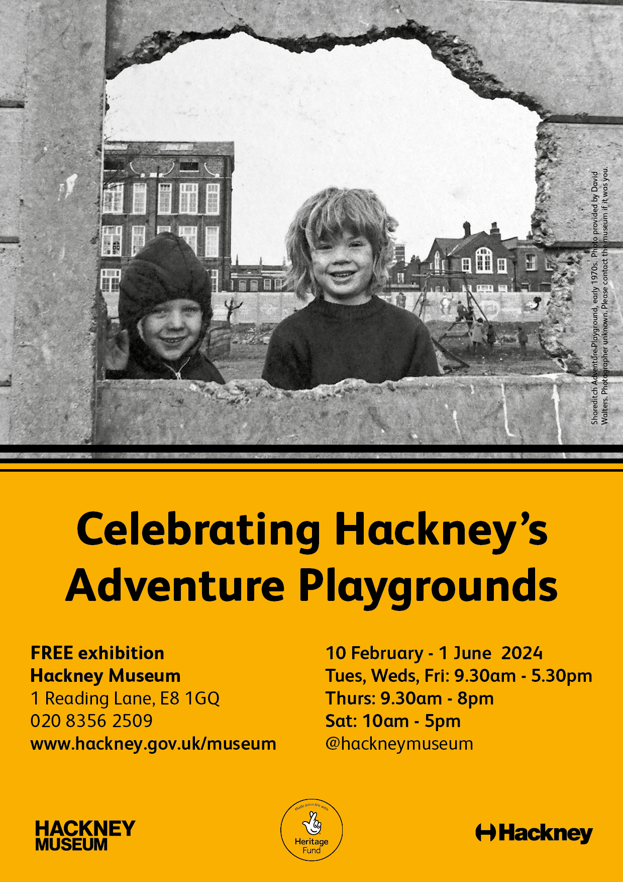 Image of flyer advertising Adventure Playground exhibition.