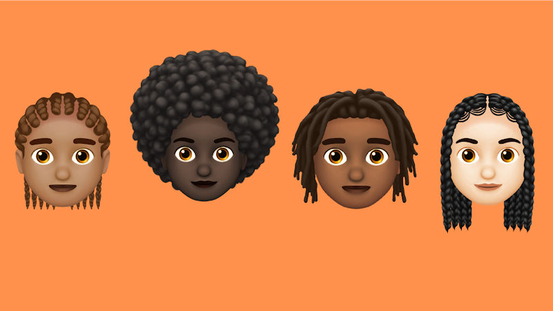 4 emojis on an orange background